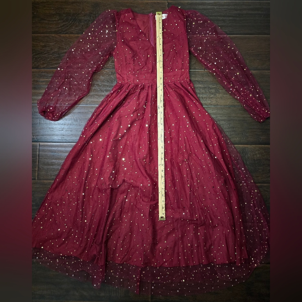 NWT JJs House Womens Sparkle Star Red Special Occasion Cocktail Dress Small - Picture 6 of 14